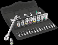 8100 SA 8 Zyklop Metal Ratchet Set with switch lever, 1/4" drive, metric, 28 pieces