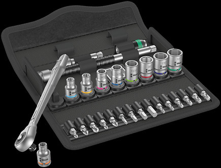 8100 SA 10 Zyklop Metal Ratchet Set with push-through square, 1/4" drive, imperial, 28&nbsp;pieces