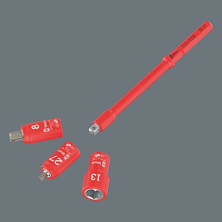 Compatible avec les douilles 1/4" et douilles-embouts 1/4" isolées Wera