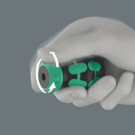 Ratchet mechanism allows "spinning"