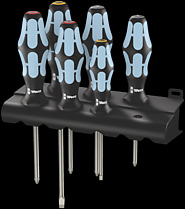 3334/3350/3355/6 Screwdriver set, stainless and rack, 6&nbsp;pieces