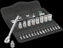8100 SA 8 Zyklop Metal Ratchet Set with switch lever, 1/4" drive, metric, 28&nbsp;pieces