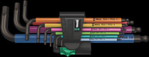 950/9 Hex-Plus Multicolour 1 内六 L 型扳手组套，彩色， 激光表面处理, 9件套